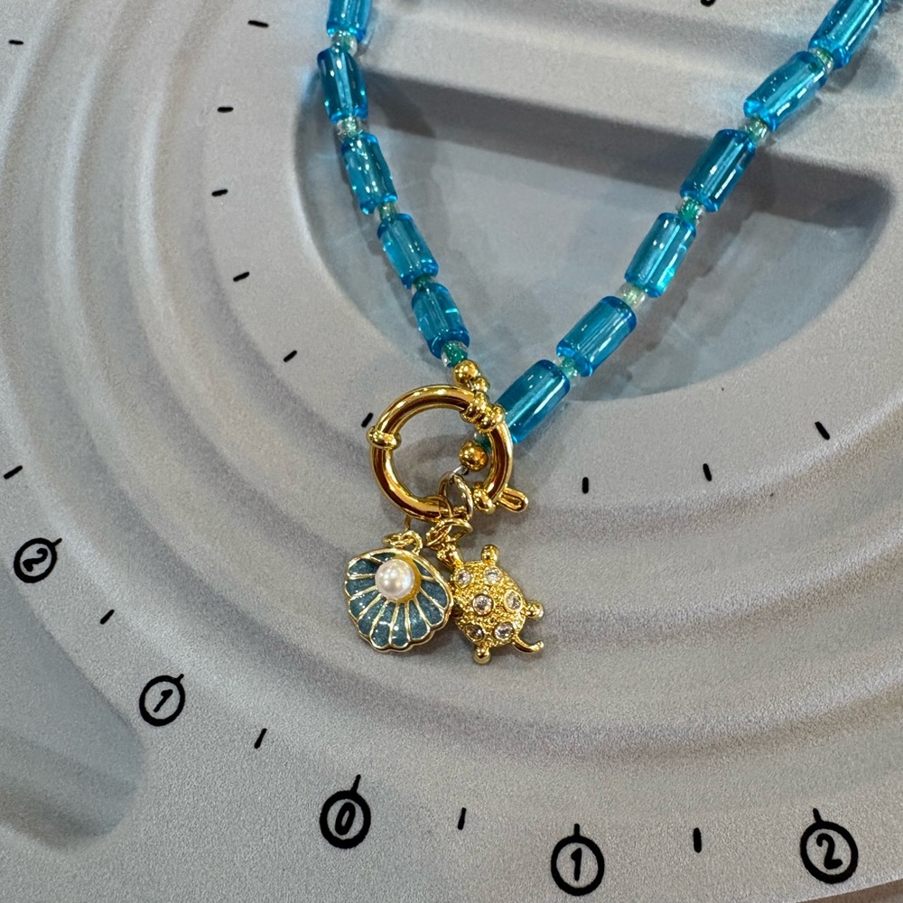 Handmade Costal Charm Necklace made with Glass Beads - Picture 6 of 6